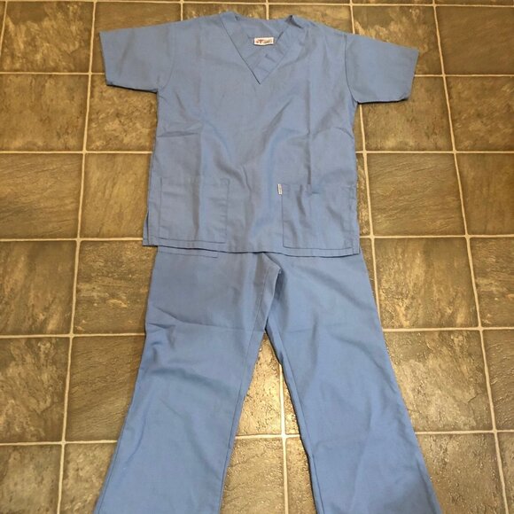Genny's Uniforms Scrub Top & Pants Set Blue - Picture 1 of 16